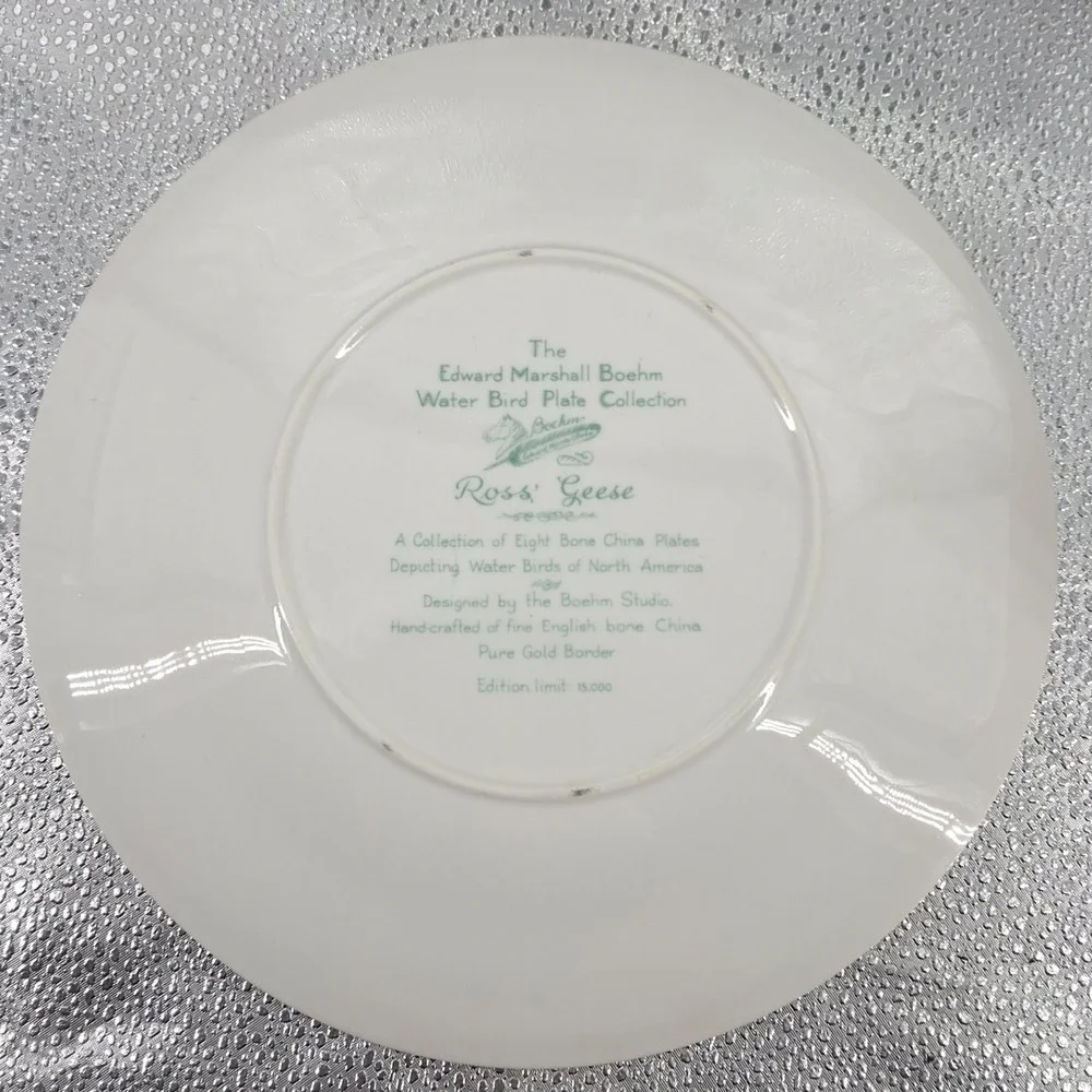 Edward Marshall Boehm Ross'‎ Geese Water Bird Bone China Plate Gold Rim England